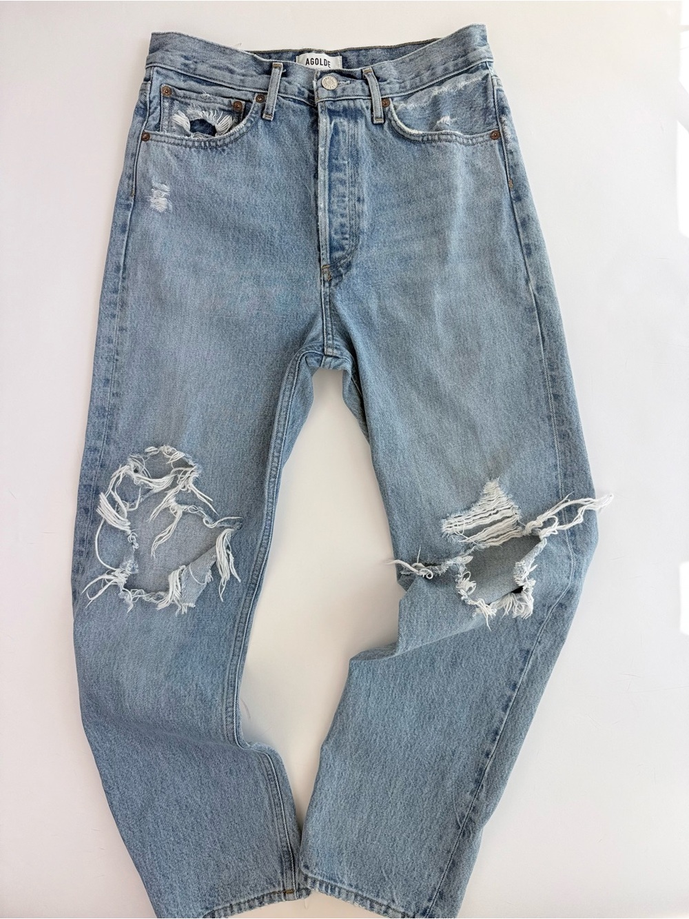 Agolde 90’s Mid Rise Loose Fit Distressed Jeans Sz 26